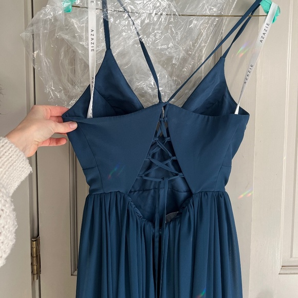 Slate Blue Chiffon Bridesmaid Dress - Picture 6 of 10